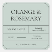 Bleek blauw kaarsenetiket voor de Kastevalk Vierkante Sticker (Voorkant)