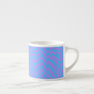 Bleek blauw & lavendel Waved geruit patroon Espresso Kop