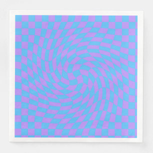 Bleek blauw & lavendel Waved geruit patroon Servet