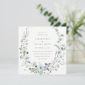 Bleek Blauw Lila Wildflower Wreatding Wedding Invi Bedankkaart (Staand voorkant)