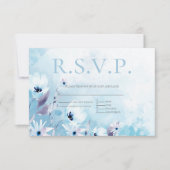 Bleek blauw menu Anemone Flowers Keuze RSVP (Voorkant)
