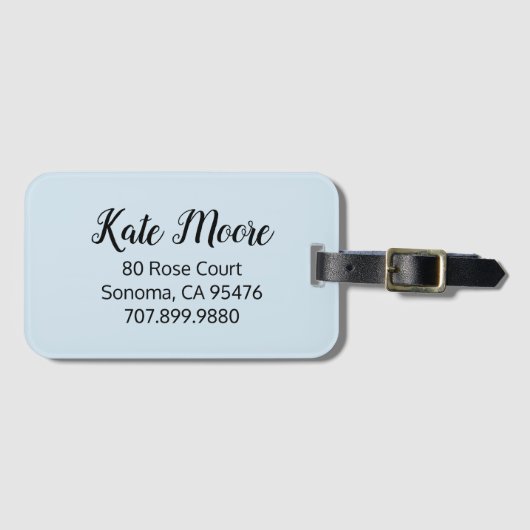 Bleek blauw met naam bagagelabel (Voorkant (horizontaal))