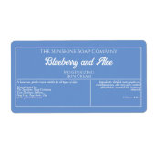 Bleek blauw met witte tekst zeep cosmetica potje l etiket (Voorkant)