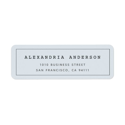 Bleek blauw minimalistisch clean border adreslabel etiket (Voorkant)