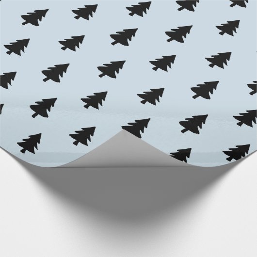 Bleek blauw minimalistisch PINE TREE CHRISTMAS CUS Cadeaupapier (Hoek)