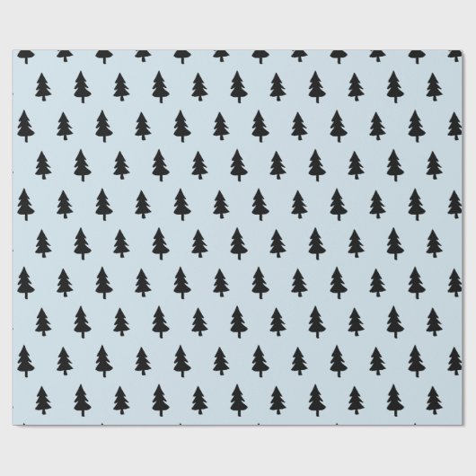 Bleek blauw minimalistisch PINE TREE CHRISTMAS CUS Cadeaupapier (Vlak)