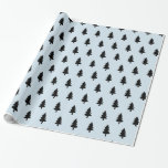 Bleek blauw minimalistisch PINE TREE CHRISTMAS CUS Cadeaupapier<br><div class="desc">Cute Black en bleek blauw kerstboompje Pine Patterned Wrapping Paper.  achtergrondkleur! Een leuk idee voor je minimale kerstfeest!</div>