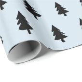 Bleek blauw minimalistisch PINE TREE CHRISTMAS CUS Cadeaupapier (Rol Hoek)