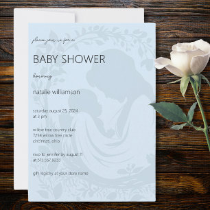 Bleek Blauw Moeder & Kind Silhouet Baby shower Kaart