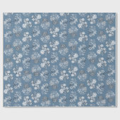 Bleek Blauw Monochroom Bloemen Wrapping Papier (Vlak)