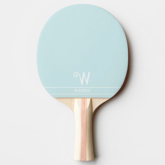 Bleek Blauw Monogrammed Ping Pong Paddle Tafeltennisbatje (Achterkant)