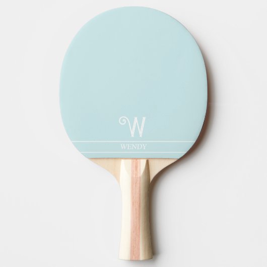 Bleek Blauw Monogrammed Ping Pong Paddle Tafeltennisbatje (Voorkant)