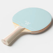 Bleek Blauw Monogrammed Ping Pong Paddle Tafeltennisbatje (Voorkant Gekanteld)