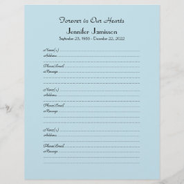 Bleek blauw of uw kleur Memorial Book Filler pagin