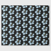 Bleek blauw op Black Hibiscus Cadeaupapier (Vlak)