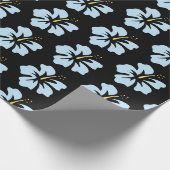 Bleek blauw op Black Hibiscus Cadeaupapier (Hoek)