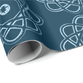 Bleek blauw op Pruissiaanse blauw Atom Symbolen Cadeaupapier (Rol Hoek)