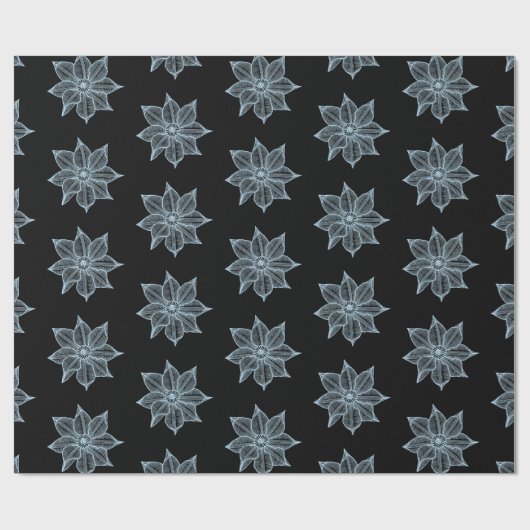 Bleek blauw op zwarte ketterjestop cadeaupapier (Vlak)