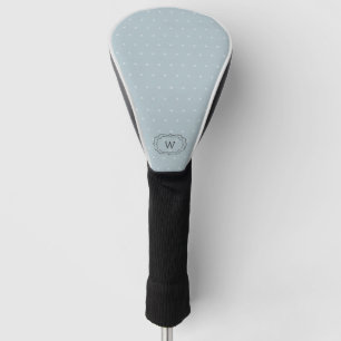 Bleek blauw pokdot monogrammen golfheadcover