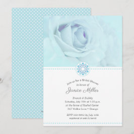 Bleek blauw Roos Floral Bridal Shower Invitations