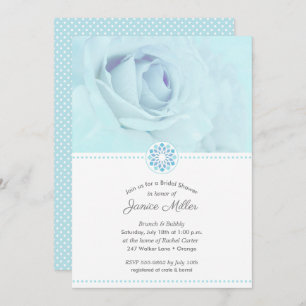 Bleek blauw Roos Floral Bridal Shower Invitations