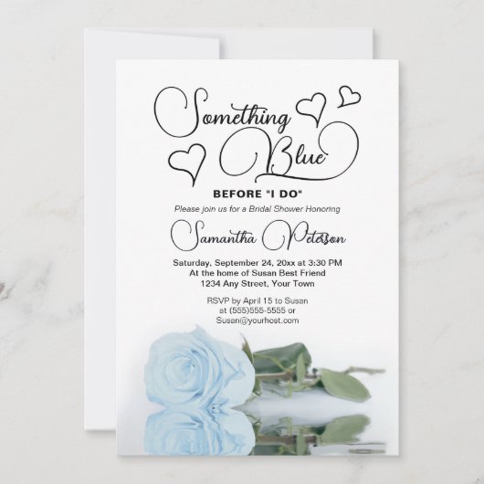 Bleek blauw Roos Iets blauw Vrijgezellenfeest Kaart (Voorkant)