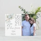 Bleek Blauw Roos Waterverf Foto Opslaan Datum Save The Date (Staand voorkant)