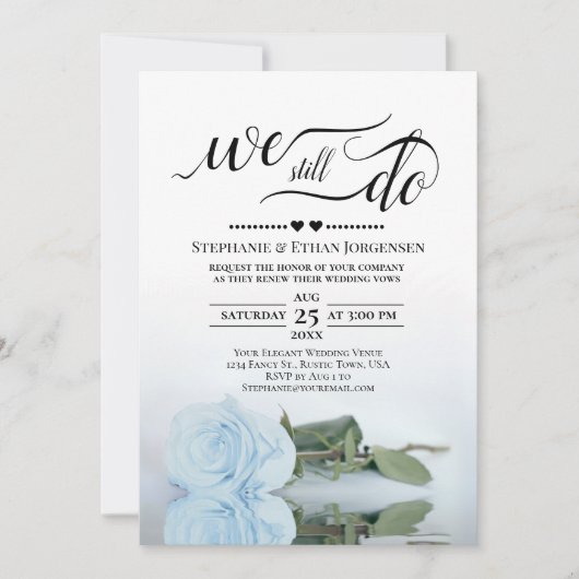 Bleek blauw Roos We doen nog steeds bruiloft gelof Kaart (Voorkant)