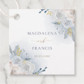 bleek blauw rozen bruiloft bedankjes labels (Voorkant)