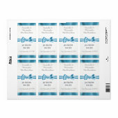 Bleek blauw satijnlbogen bruiloft fles etiket (Full Sheet)