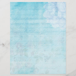 Bleek Blauw Shabby Floral Scrapbook Paper