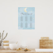 Bleek blauw-Star-Baby shower Poster (Keuken)