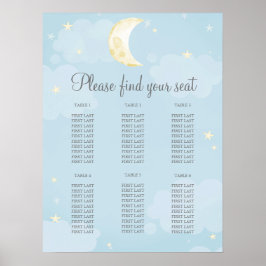Bleek blauw-Star-Baby shower Poster
