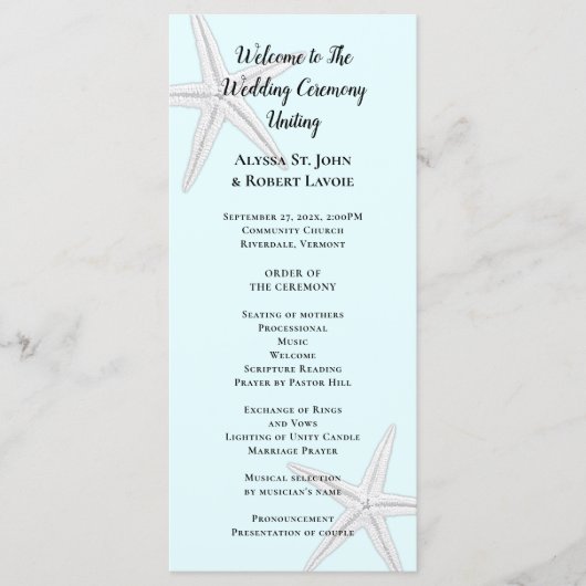 Bleek-blauw-strand-strand-staartprogramma voor Sta Programmakaart (Voorkant)