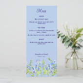 Bleek blauw Vergeet me niet Flowers Bruiloft Menu  Kaart (Staand voorkant)