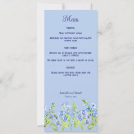 Bleek blauw Vergeet me niet Flowers Bruiloft Menu  Kaart