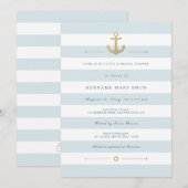 Bleek blauw wit gestreept nautisch Vrijgezellenfee Kaart (Voorkant / Achterkant)