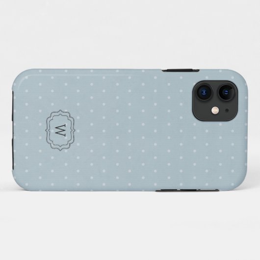 Bleek blauw wit pokstip geplateerd monogram Case-Mate iPhone case (Achterkant (horizontaal))