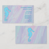 Bleek blauw zeepaardje op achtergrond van parelkle visitekaartje (Voorkant / Achterkant)