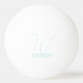 Bleek Blauwe Monogrammen Pingpongbal (Achterkant)