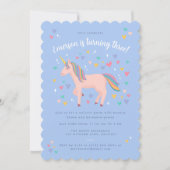Bleek Blauwe Pastel Regenboog Unicorn Birthday Kaart (Voorkant)