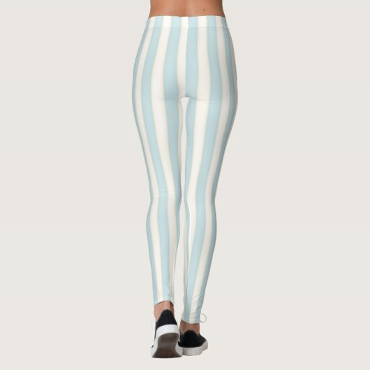 Bleek Blauwe Verticale Strepen Leggings (Achterkant)