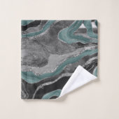 Bleek Blauwgroen grijs marmer agate Silver Glitter Bad Handdoek (Wasdoekje)