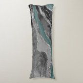 Bleek Blauwgroen grijs marmer agate Silver Glitter Lichaamskussen (Voorkant Verticaal)