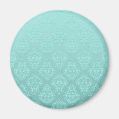 Bleek Blauwgroen Turquoise Damast Pattern Magneet (Voorkant)