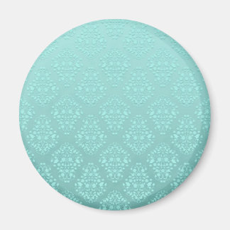 Bleek Blauwgroen Turquoise Damast Pattern Magneet