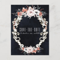 Bleek bloemendunkel krijt Elegant Save the Date