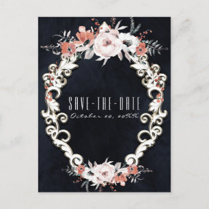 Bleek bloemendunkel krijt Elegant Save the Date Aankondigingskaart