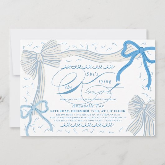 Bleek Blue Bows Ze is het knopen van de knoop Vrij Kaart (Voorkant)