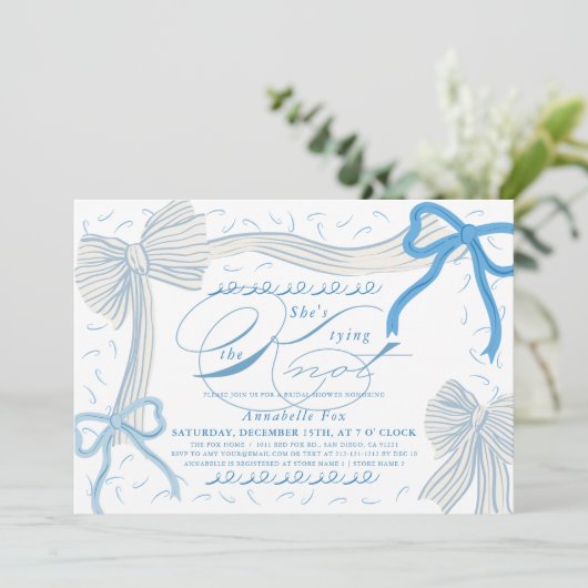 Bleek Blue Bows Ze is het knopen van de knoop Vrij Kaart (Staand voorkant)